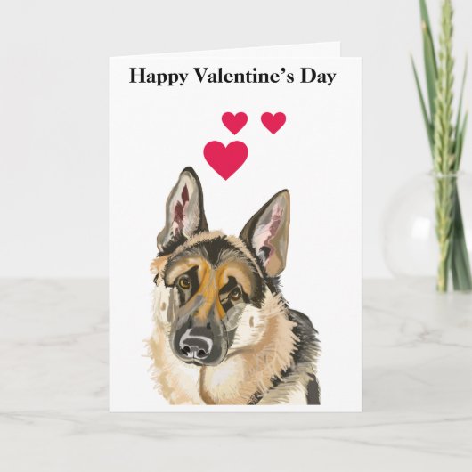 Cartes Pour Fêtes Annuelles Portrait de chien alsacien de Saint-Valentin (Devant)