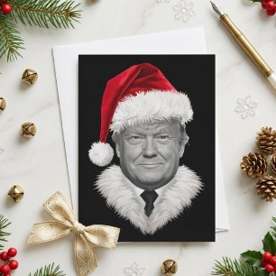 Cartes Pour Fêtes Annuelles Portrait de Donald Trump avec un chapeau de Noël d