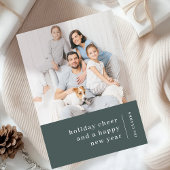 Cartes Pour Fêtes Annuelles Portrait de famille de Noël | Vert forestier minim
