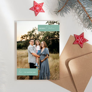 Cartes Pour Fêtes Annuelles Portrait de famille minimaliste rétro bohème vert