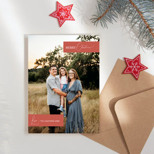 Cartes Pour Fêtes Annuelles Portrait de famille minimaliste rétro boho en terr