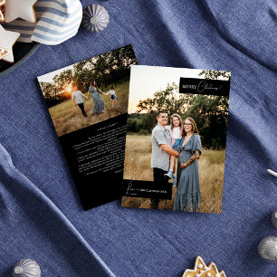 Cartes Pour Fêtes Annuelles Portrait de famille moderne simple noir pour Noël