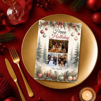 Cartes Pour Fêtes Annuelles Portrait de famille serein de vacances d'hiver en