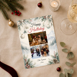 Cartes Pour Fêtes Annuelles Portrait de famille serein de vacances d'hiver en
