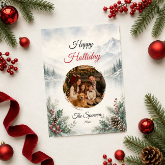 Cartes Pour Fêtes Annuelles Portrait de famille serein de vacances d'hiver en