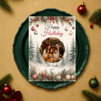 Cartes Pour Fêtes Annuelles Portrait de famille serein de vacances d'hiver en