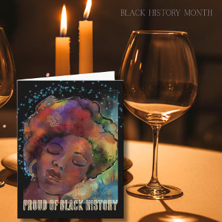 Cartes Pour Fêtes Annuelles Portrait de femme d'histoire noire fière Aquarelle
