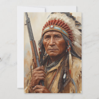 Cartes Pour Fêtes Annuelles Portrait de guerrier chef indien Geronimo