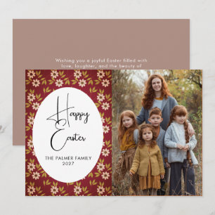 Cartes Pour Fêtes Annuelles Portrait de Pâques floral printanier Élégant Simpl