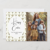Cartes Pour Fêtes Annuelles Portrait de Pâques floral printanier élégant simpl (Devant)