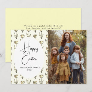 Cartes Pour Fêtes Annuelles Portrait de Pâques floral printanier élégant simpl