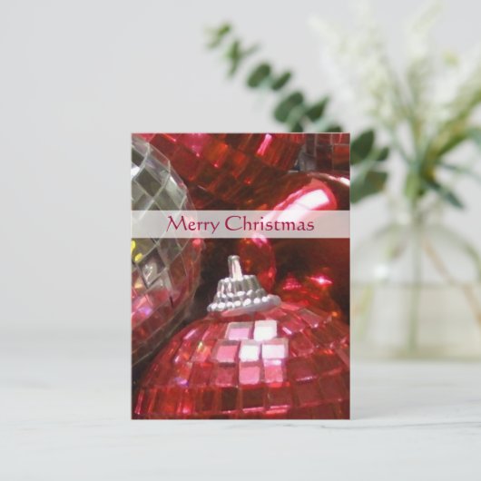 Cartes Pour Fêtes Annuelles Portrait de Red Baubles 'Joyeux Noël' (Debout devant)