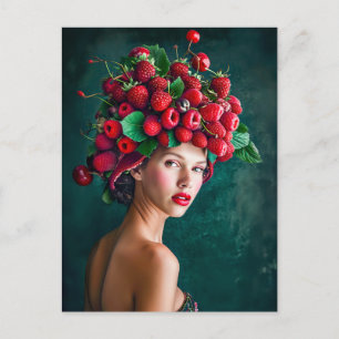 Cartes Pour Fêtes Annuelles Portrait d'été à la mode de fraise et de framboise