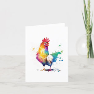 Cartes Pour Fêtes Annuelles Portrait d'oiseau G Rooster en aquarelles et stylo