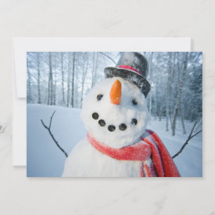 Cartes Pour Fêtes Annuelles Portrait d'un bonhomme de neige heureux