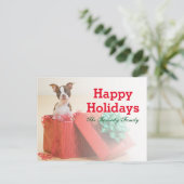 Cartes Pour Fêtes Annuelles Portrait d'un Boston Terrier blanc et marron (Debout devant)