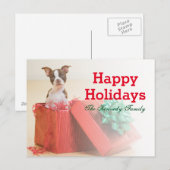 Cartes Pour Fêtes Annuelles Portrait d'un Boston Terrier blanc et marron (Devant / Derrière)
