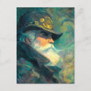 Cartes Pour Fêtes Annuelles Portrait d'un vieil homme hivernal vintage