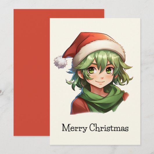 Cartes Pour Fêtes Annuelles Portrait Elfe de Noël (Devant / Derrière)