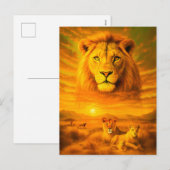 Cartes Pour Fêtes Annuelles Portrait en double exposition de lion d'Afrique (Devant / Derrière)