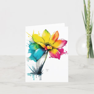 Cartes Pour Fêtes Annuelles Portrait Fleur En Aquarelle Et Stylo