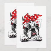 Cartes Pour Fêtes Annuelles Portrait Français Buldog Dans Un Headband (Devant / Derrière)
