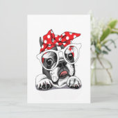 Cartes Pour Fêtes Annuelles Portrait Français Buldog Dans Un Headband (Debout devant)