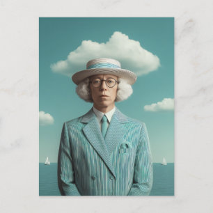 Cartes Pour Fêtes Annuelles Portrait Gentleman Surreal Seaside