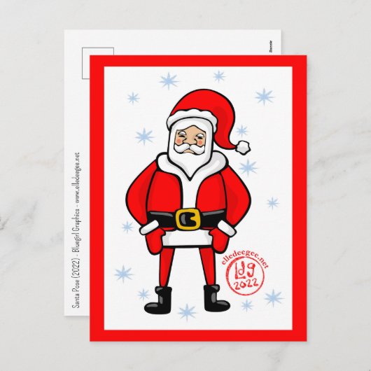 Cartes Pour Fêtes Annuelles Pose père Noël (Devant / Derrière)