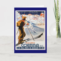 Poster de ski vintage, Italie, Dolomites Cortina