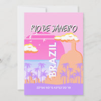 Poster rose de Rio de Janeiro Brésil Travel Art