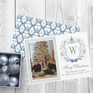 Cartes Pour Fêtes Annuelles Pot à monogramme en aquarelle dans le style de la