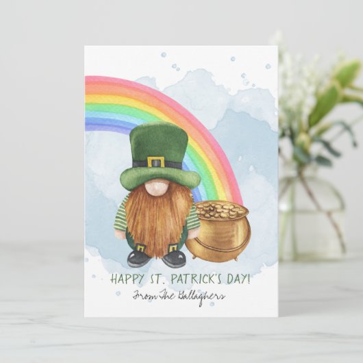 Cartes Pour Fêtes Annuelles Pot de l'or de lutin irlandais Saint-Patrick perso (Debout devant)