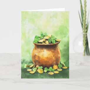 Cartes Pour Fêtes Annuelles Pot d'or et de bouchon vert