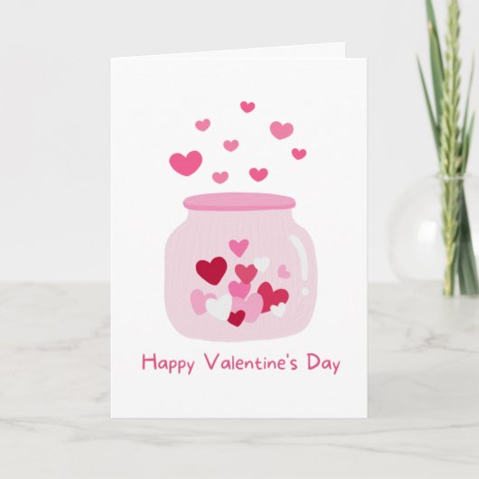 Cartes Pour Fêtes Annuelles Pot Mason Cœur Amour Saint Valentin (Devant)