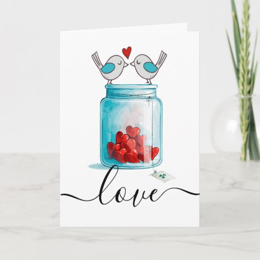 Cartes Pour Fêtes Annuelles Pot Mason d'amour (Devant)