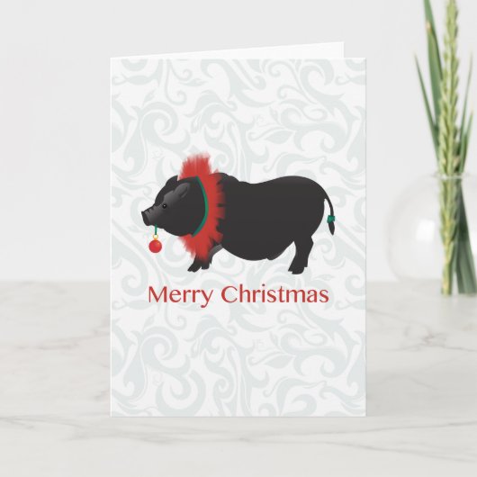 Cartes Pour Fêtes Annuelles Potbellied Cochon Joyeux Noël Design (Devant)