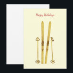Cartes Pour Fêtes Annuelles Poteaux de ski en or | Crème d'illustration de ski<br><div class="desc">Design moderne de ski alpin,  de ski,  de skieur avec des skis or et des bâtons or. Illustration simple de ski doré pour les amateurs de ski. Design de skis scandinaves nordiques.</div>