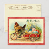 Cartes Pour Fêtes Annuelles Poule vintage de Pâques (Devant / Derrière)