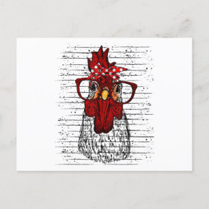 Cartes Pour Fêtes Annuelles Poulet avec bandeau de bandana et lunettes mignonn