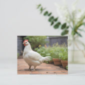 Cartes Pour Fêtes Annuelles Poulet Cornis blanc sur patio (Debout devant)