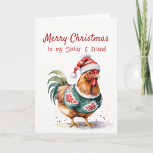 Cartes Pour Fêtes Annuelles Poulet de Noël amusant pour Soeur Ami