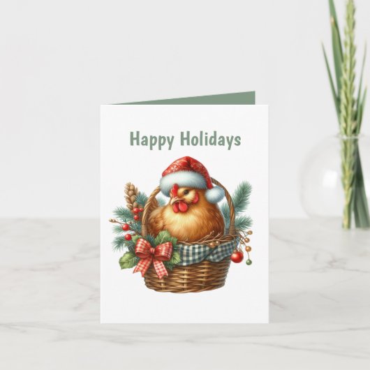 Cartes Pour Fêtes Annuelles Poulet de Noël festif personnalisable (Devant)