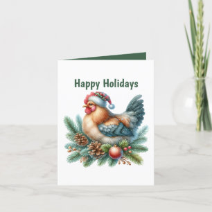 Cartes Pour Fêtes Annuelles Poulet de Noël festif personnalisable