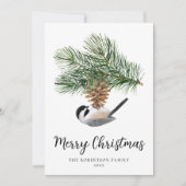 Cartes Pour Fêtes Annuelles Poulet de Noël sur Pine Cone hiver rustique (Devant)