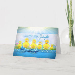 CARTES POUR FÊTES ANNUELLES POULET DE PÂQUES - FILLE D'OR - BLEU/JAUNE