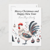 Cartes Pour Fêtes Annuelles Poulet Festif (Devant / Derrière)