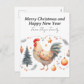 Cartes Pour Fêtes Annuelles Poulet Festif (Devant / Derrière)