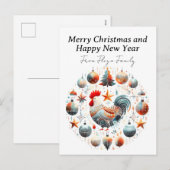 Cartes Pour Fêtes Annuelles Poulet Festif (Devant / Derrière)