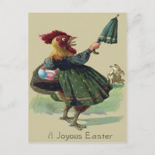 Cartes Pour Fêtes Annuelles Poulet Hen Pâques Bunny Panier d'oeufs colorés